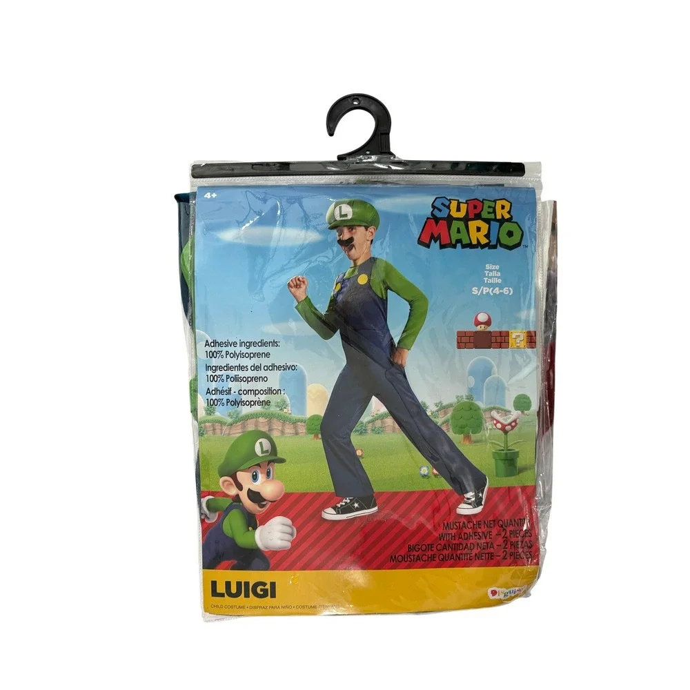 Disguise Super Mario Luigi Halloween Cosplay Costume SMALL(4-6) Child Kids - Picture 5 of 8